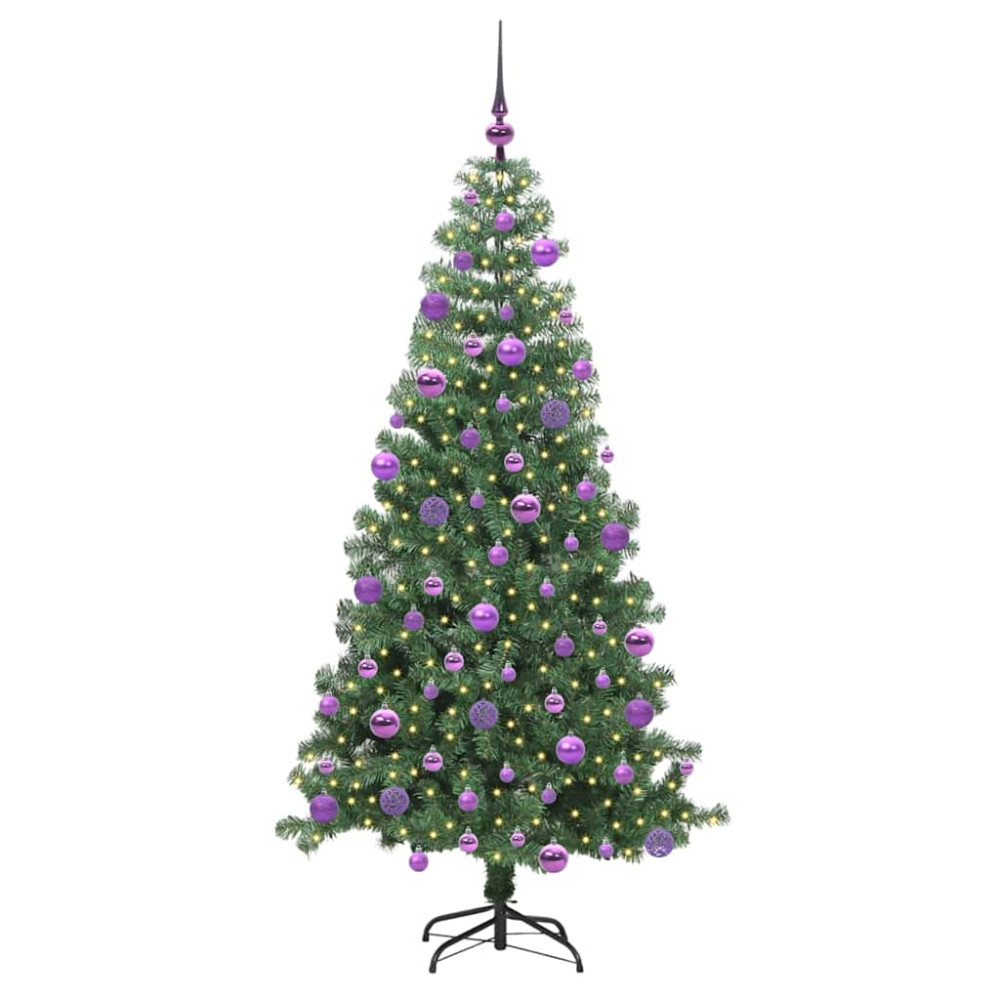 Produktbild för Julgran med 300 LED-lampor med stativ Grön 240 cm PVC