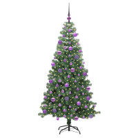Produktbild för Julgran med 300 LED-lampor med stativ Grön 240 cm PVC