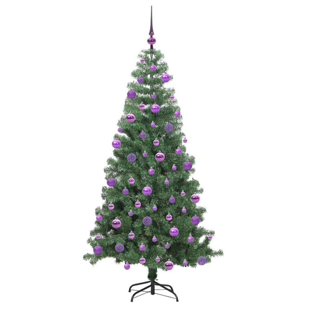 Produktbild för Julgran med 300 LED-lampor med stativ Grön 240 cm PVC