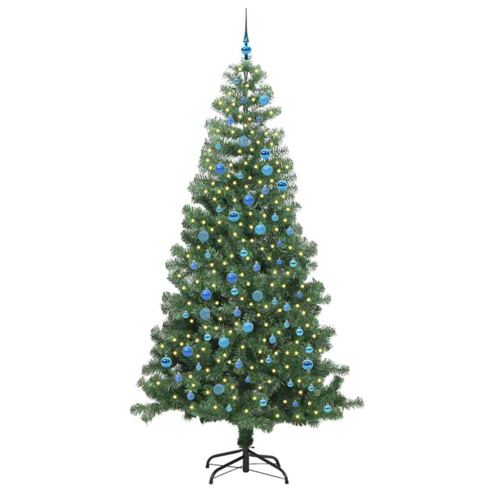 Produktbild för Julgran med 300 LED-lampor med stativ Grön 240 cm PVC