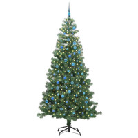 Produktbild för Julgran med 300 LED-lampor med stativ Grön 240 cm PVC