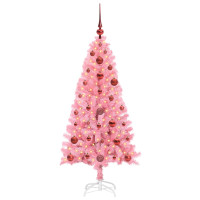 Produktbild för Julgran med 150 LED-lampor med stativ Rosa 120 cm PVC