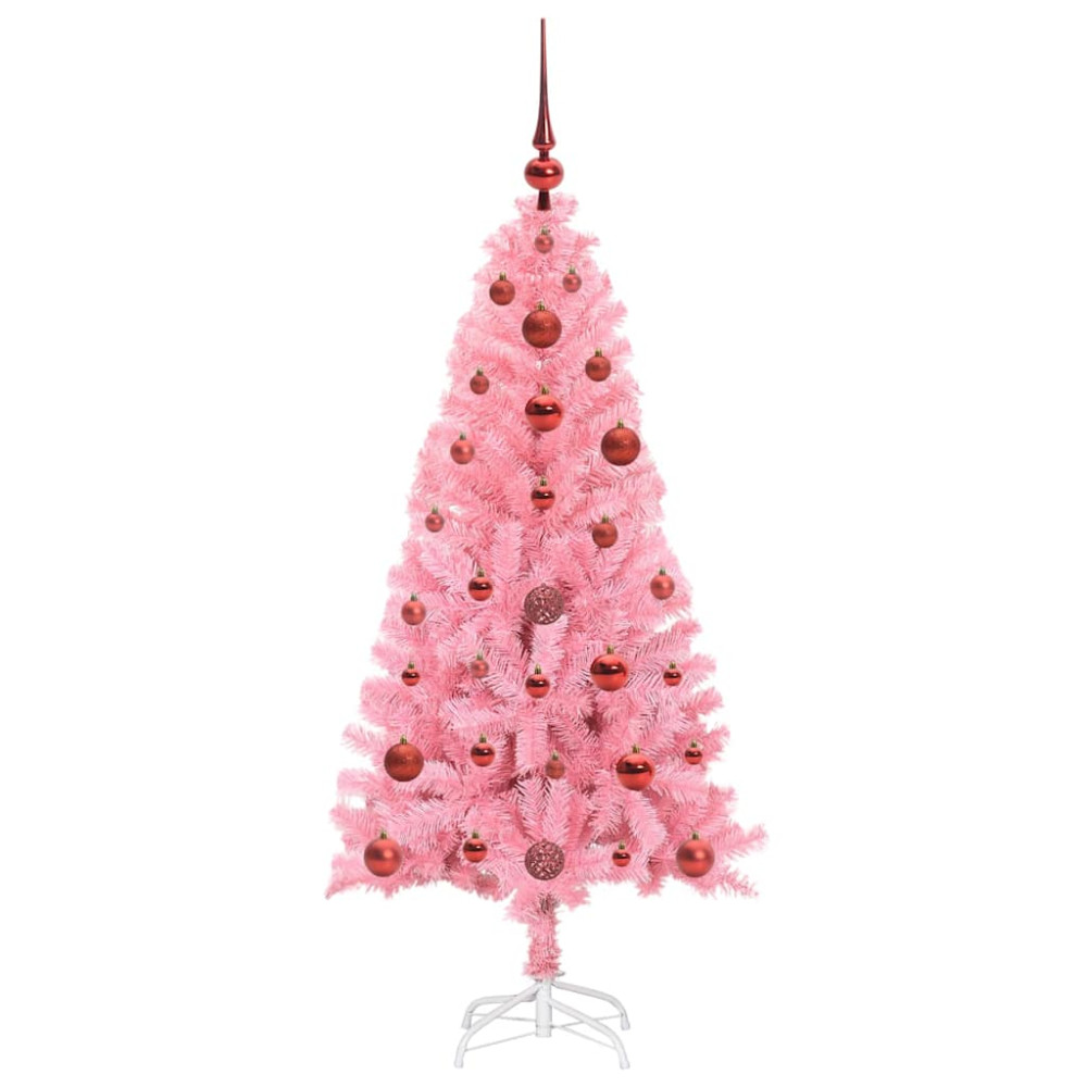 Produktbild för Julgran med 150 LED-lampor med stativ Rosa 120 cm PVC