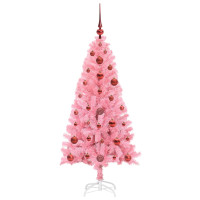 Produktbild för Julgran med 150 LED-lampor med stativ Rosa 120 cm PVC