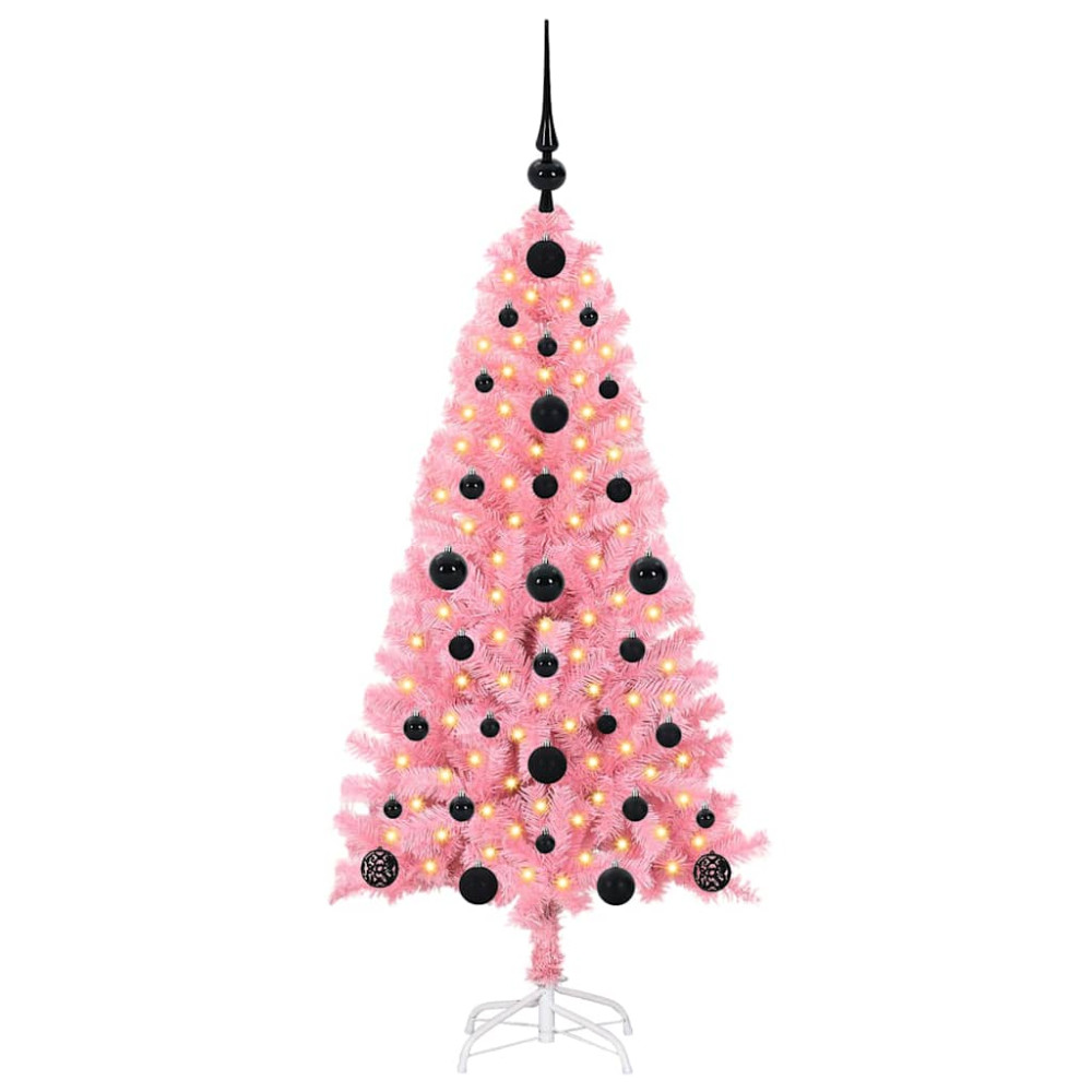 Produktbild för Julgran med 150 LED-lampor med stativ Rosa 120 cm PVC