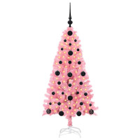 Produktbild för Julgran med 150 LED-lampor med stativ Rosa 120 cm PVC