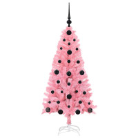 Produktbild för Julgran med 150 LED-lampor med stativ Rosa 120 cm PVC