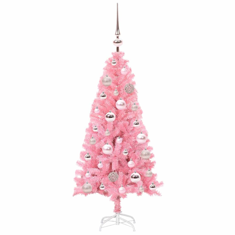 Produktbild för Julgran med 150 LED-lampor med stativ Rosa 120 cm PVC