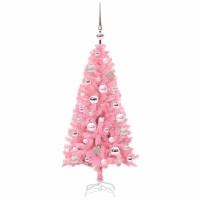 Produktbild för Julgran med 150 LED-lampor med stativ Rosa 120 cm PVC