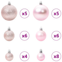 Produktbild för Julgran med 150 LED-lampor med stativ Rosa 120 cm PVC