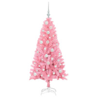 Produktbild för Julgran med 150 LED-lampor med stativ Rosa 120 cm PVC
