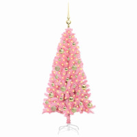 Produktbild för Julgran med 150 LED-lampor med stativ Rosa 120 cm PVC