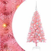 Produktbild för Julgran med 150 LED-lampor med stativ Rosa 120 cm PVC