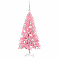 Produktbild för Julgran med 150 LED-lampor med stativ Rosa 120 cm PVC