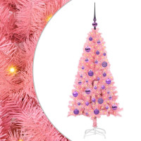 Produktbild för Julgran med 150 LED-lampor med stativ Rosa 120 cm PVC