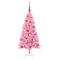Produktbild för Julgran med 150 LED-lampor med stativ Rosa 120 cm PVC