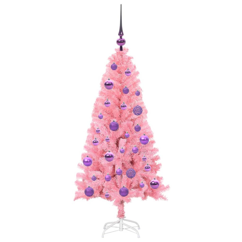 Produktbild för Julgran med 150 LED-lampor med stativ Rosa 120 cm PVC