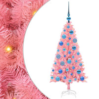 Produktbild för Julgran med 150 LED-lampor med stativ Rosa 120 cm PVC