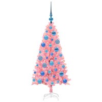 Produktbild för Julgran med 150 LED-lampor med stativ Rosa 120 cm PVC