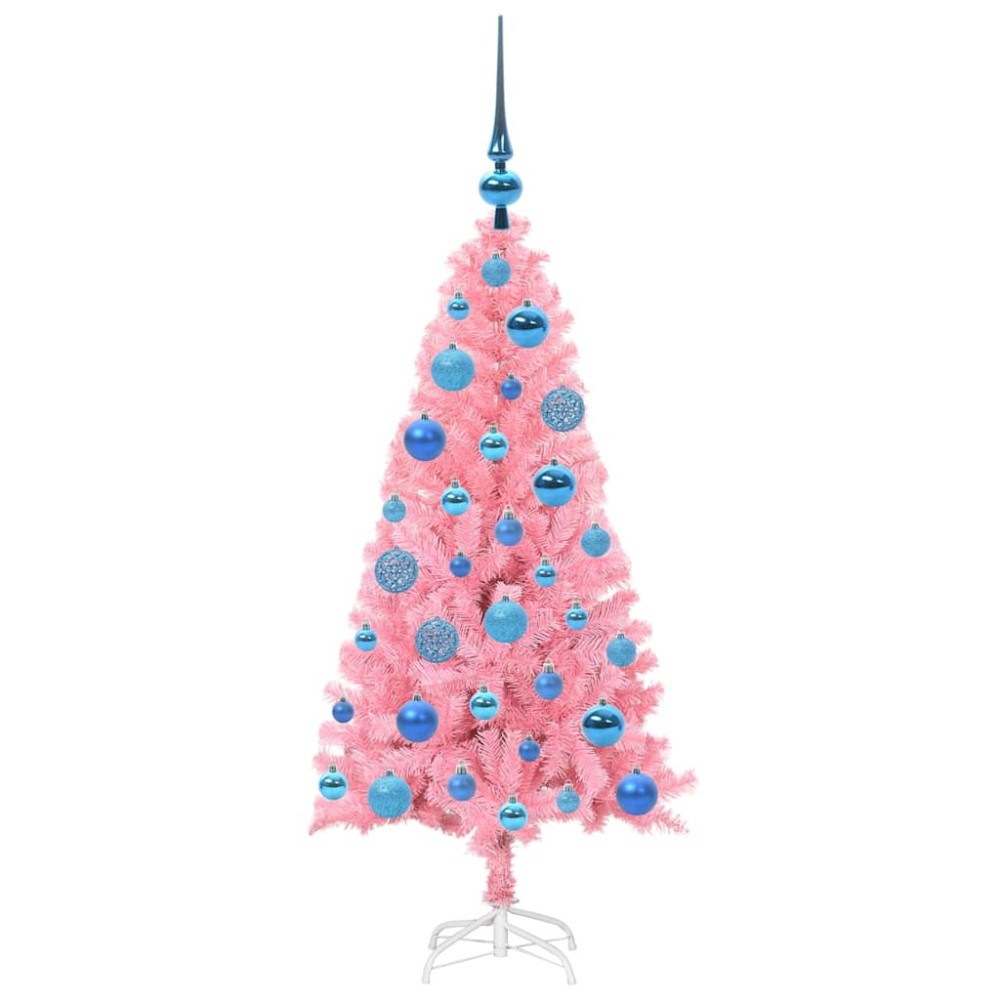 Produktbild för Julgran med 150 LED-lampor med stativ Rosa 120 cm PVC