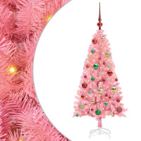 Produktbild för Julgran med 150 LED-lampor med stativ Rosa 120 cm PVC
