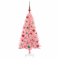 Produktbild för Julgran med 150 LED-lampor med stativ Rosa 120 cm PVC