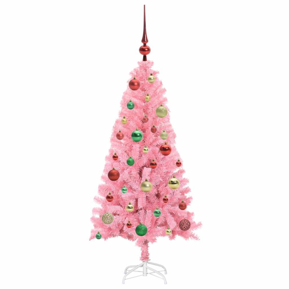 Produktbild för Julgran med 150 LED-lampor med stativ Rosa 120 cm PVC
