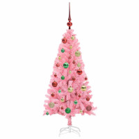 Produktbild för Julgran med 150 LED-lampor med stativ Rosa 120 cm PVC