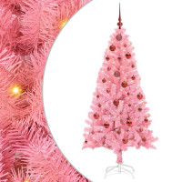 Produktbild för Julgran med 150 LED-lampor med stativ Rosa 150 cm PVC