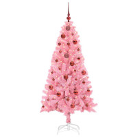 Produktbild för Julgran med 150 LED-lampor med stativ Rosa 150 cm PVC