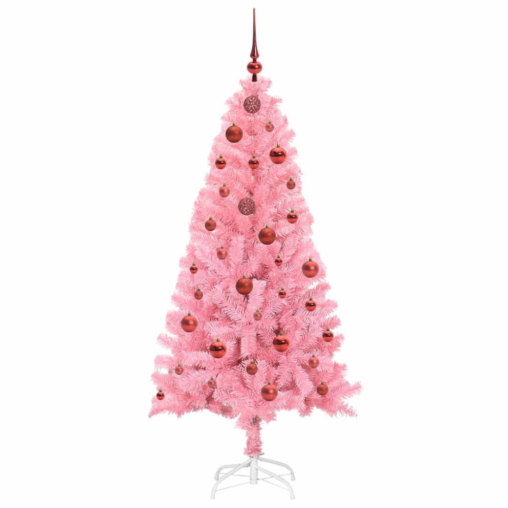 Produktbild för Julgran med 150 LED-lampor med stativ Rosa 150 cm PVC