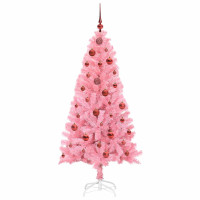 Produktbild för Julgran med 150 LED-lampor med stativ Rosa 150 cm PVC
