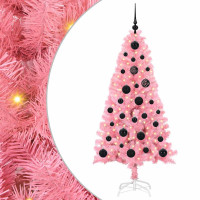 Produktbild för Julgran med 150 LED-lampor med stativ Rosa 150 cm PVC
