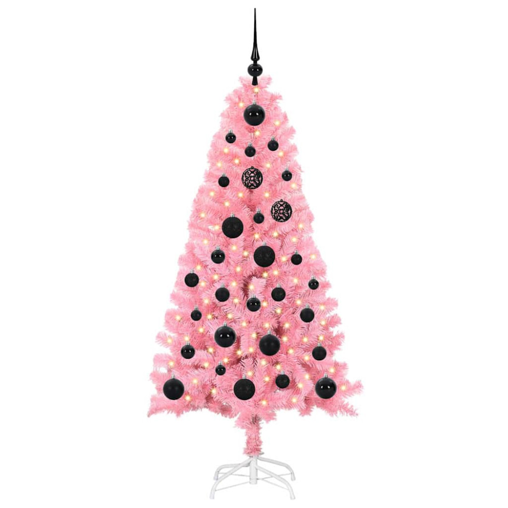 Produktbild för Julgran med 150 LED-lampor med stativ Rosa 150 cm PVC