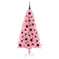 Produktbild för Julgran med 150 LED-lampor med stativ Rosa 150 cm PVC