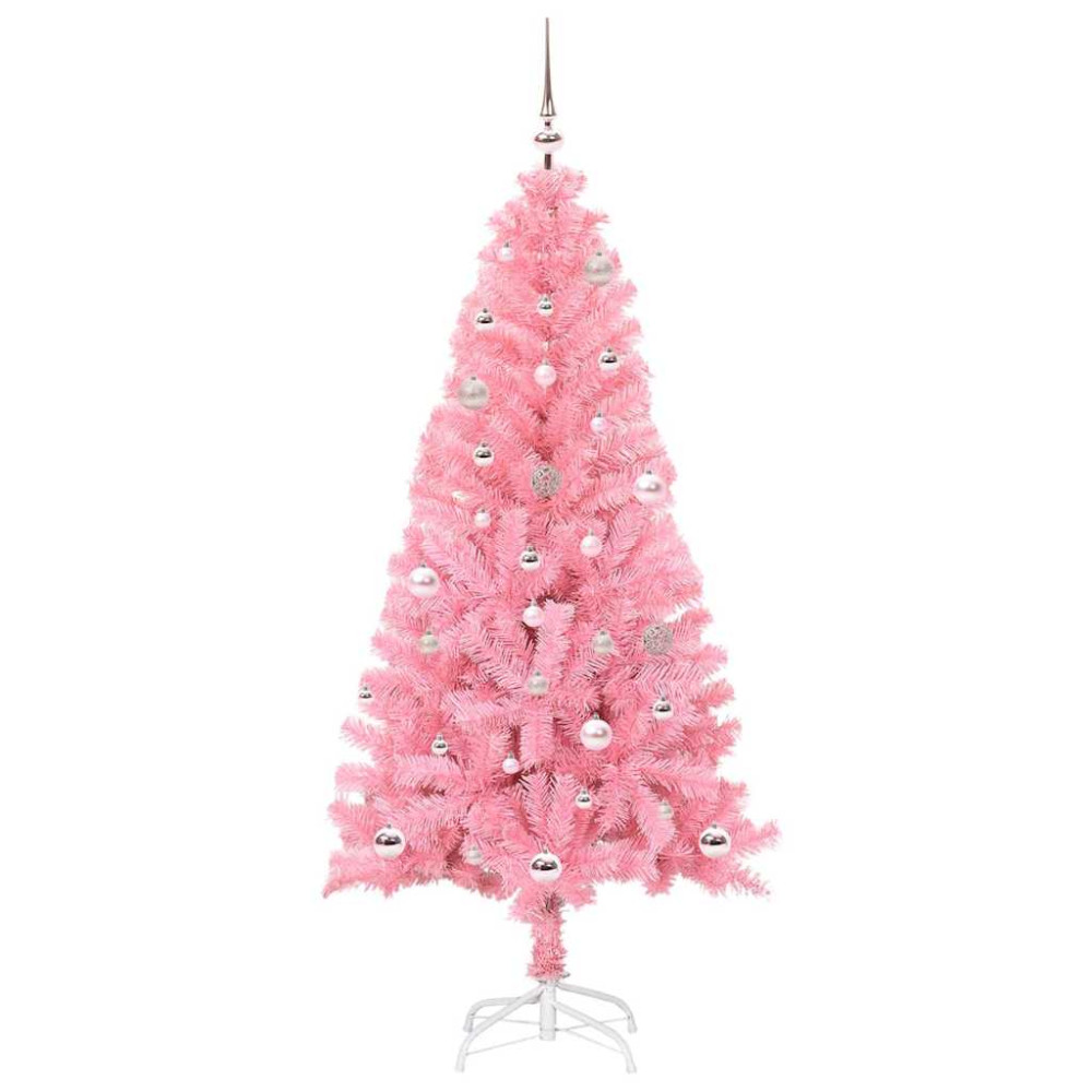 Produktbild för Julgran med 150 LED-lampor med stativ Rosa 150 cm PVC