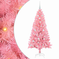 Produktbild för Julgran med 150 LED-lampor med stativ Rosa 150 cm PVC