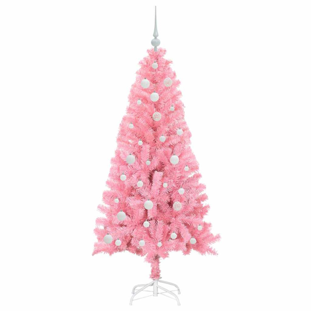 Produktbild för Julgran med 150 LED-lampor med stativ Rosa 150 cm PVC