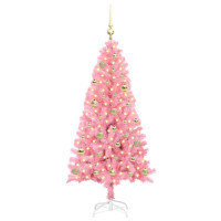 Produktbild för Julgran med 150 LED-lampor med stativ Rosa 150 cm PVC