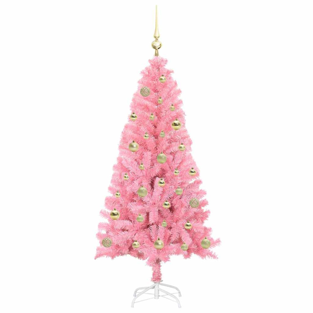 Produktbild för Julgran med 150 LED-lampor med stativ Rosa 150 cm PVC