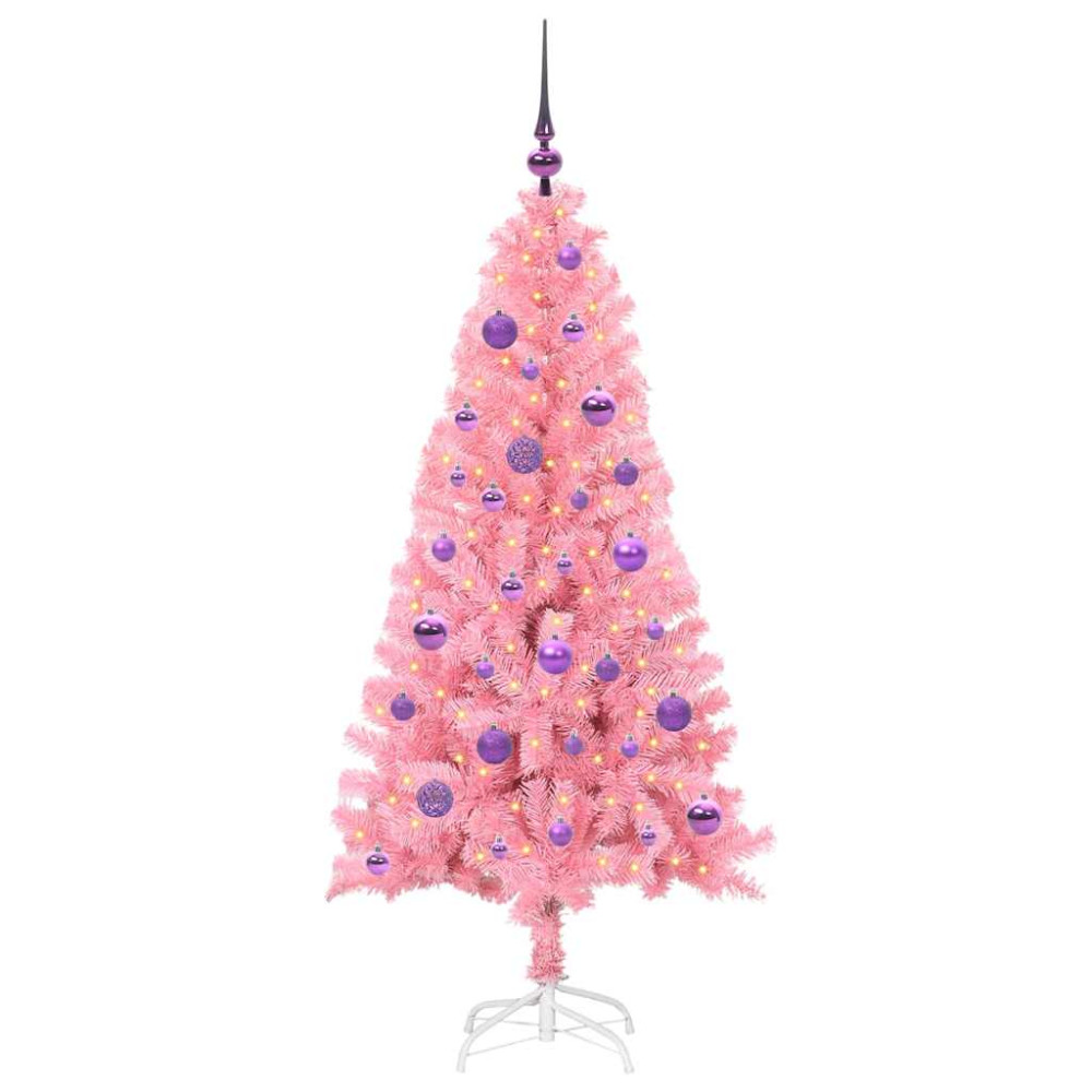 Produktbild för Julgran med 150 LED-lampor med stativ Rosa 150 cm PVC