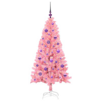 Produktbild för Julgran med 150 LED-lampor med stativ Rosa 150 cm PVC