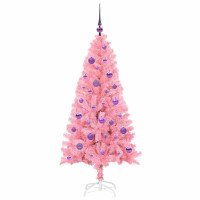 Produktbild för Julgran med 150 LED-lampor med stativ Rosa 150 cm PVC