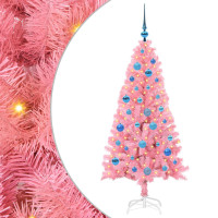 Produktbild för Julgran med 150 LED-lampor med stativ Rosa 150 cm PVC