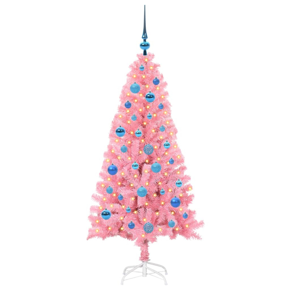 Produktbild för Julgran med 150 LED-lampor med stativ Rosa 150 cm PVC