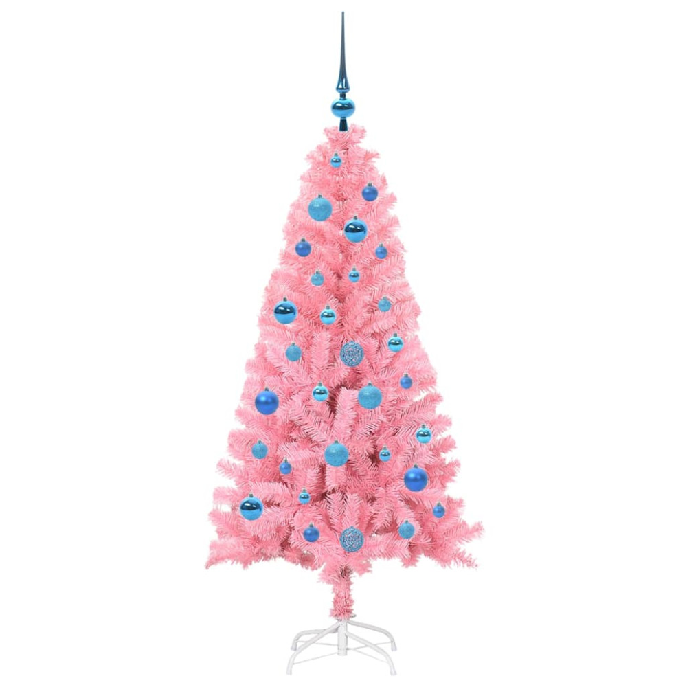 Produktbild för Julgran med 150 LED-lampor med stativ Rosa 150 cm PVC