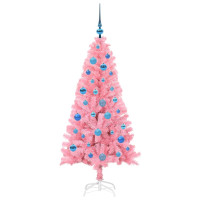 Produktbild för Julgran med 150 LED-lampor med stativ Rosa 150 cm PVC
