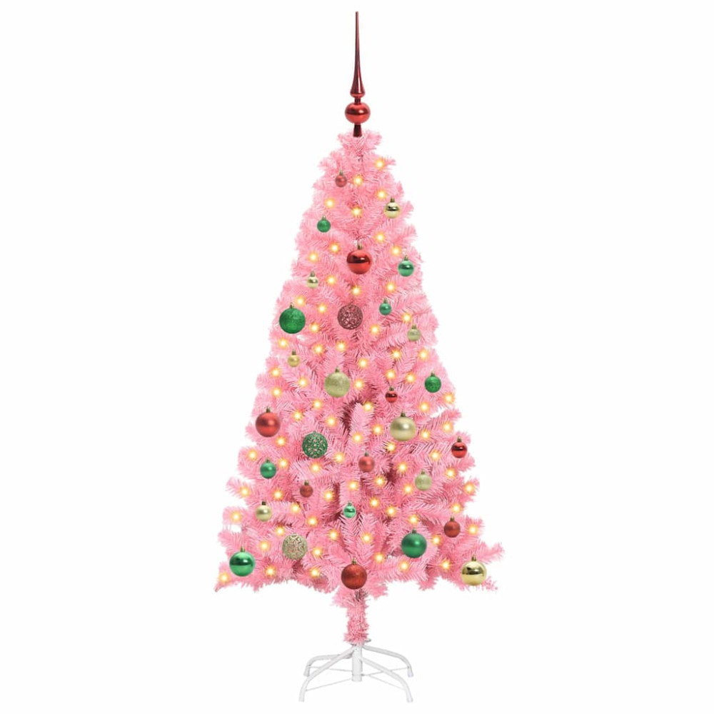 Produktbild för Julgran med 150 LED-lampor med stativ Rosa 150 cm PVC