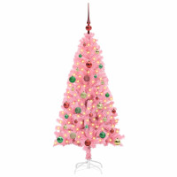 Produktbild för Julgran med 150 LED-lampor med stativ Rosa 150 cm PVC