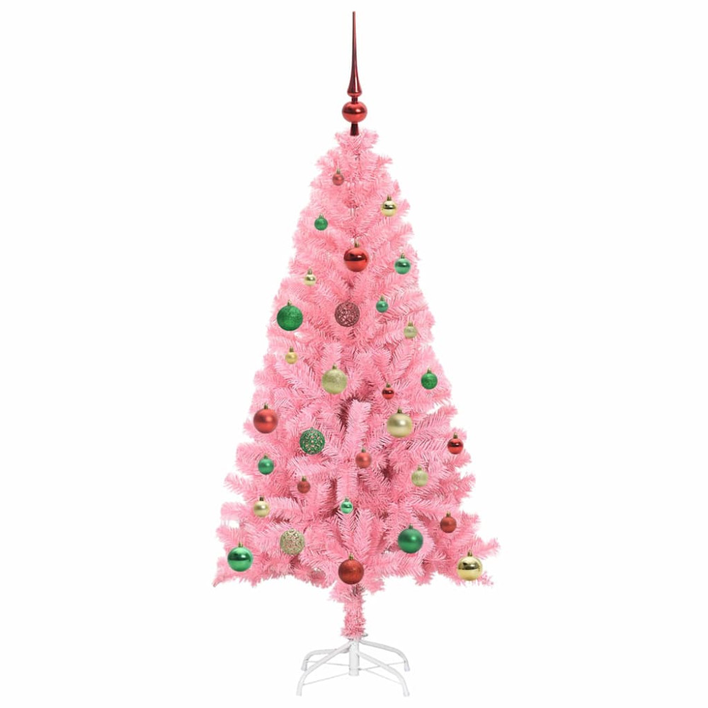 Produktbild för Julgran med 150 LED-lampor med stativ Rosa 150 cm PVC